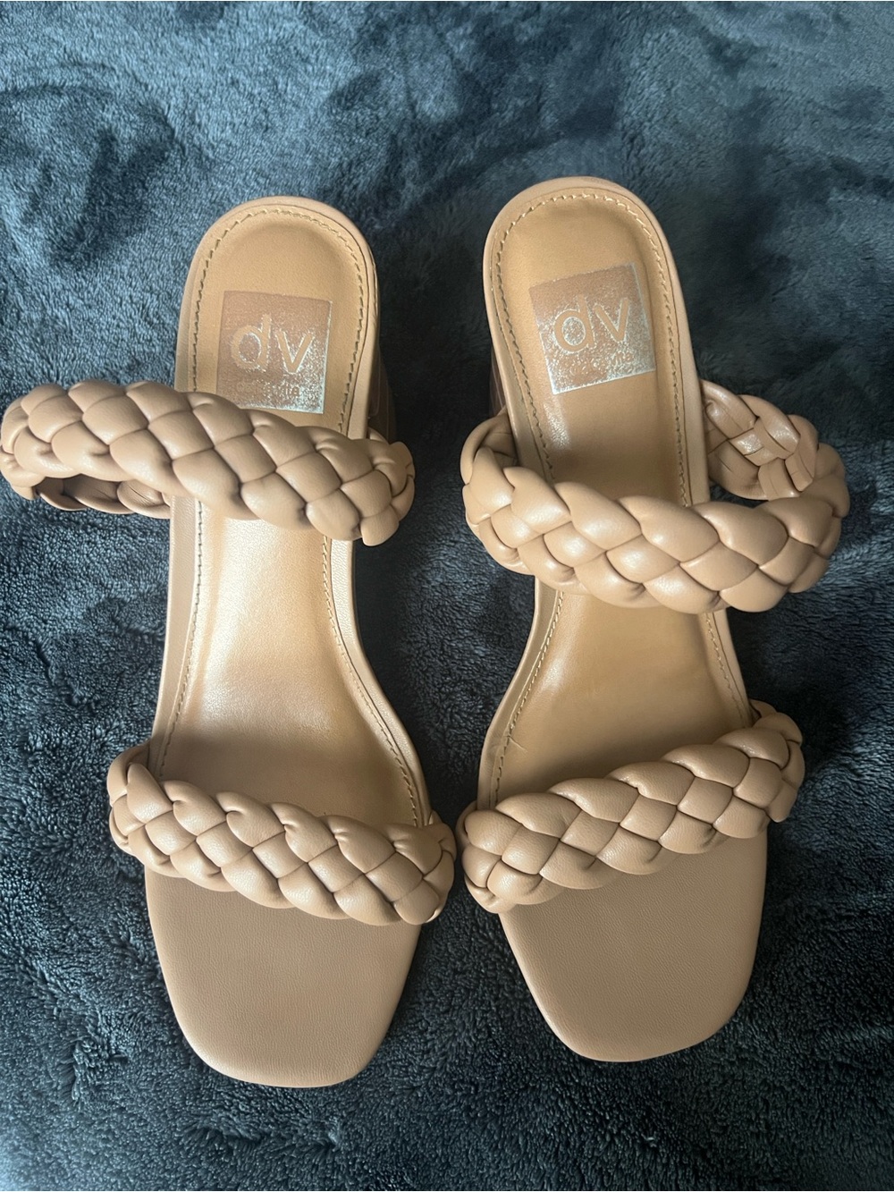 DV by Dolce Vita Beige Braided Double-Strap Slide Sandals